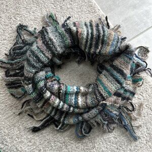 LIKE NEW Women's Infiniti Scarf - Shades of Blue, Taupe, Turquoise, & Gray - 28"